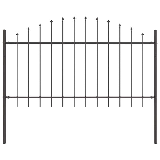 Gartenzaun Grau 170 x 100 cm Pulverbeschichteter Stahl