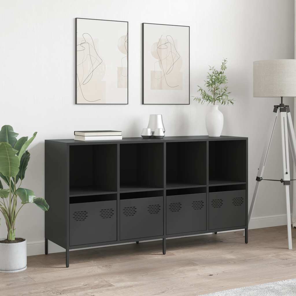 Skænk Sort 135x39x73,5 cm Koldvalset stål