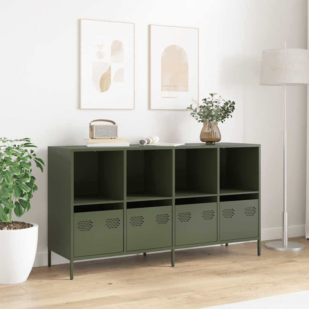 Skænk Olivengrøn 135x39x73,5 cm Koldvalset stål