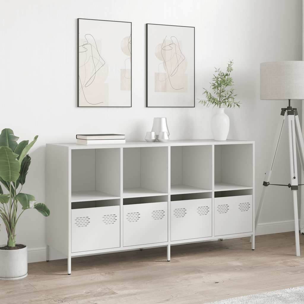Skænk Hvid 135x39x73,5 cm Koldvalset stål