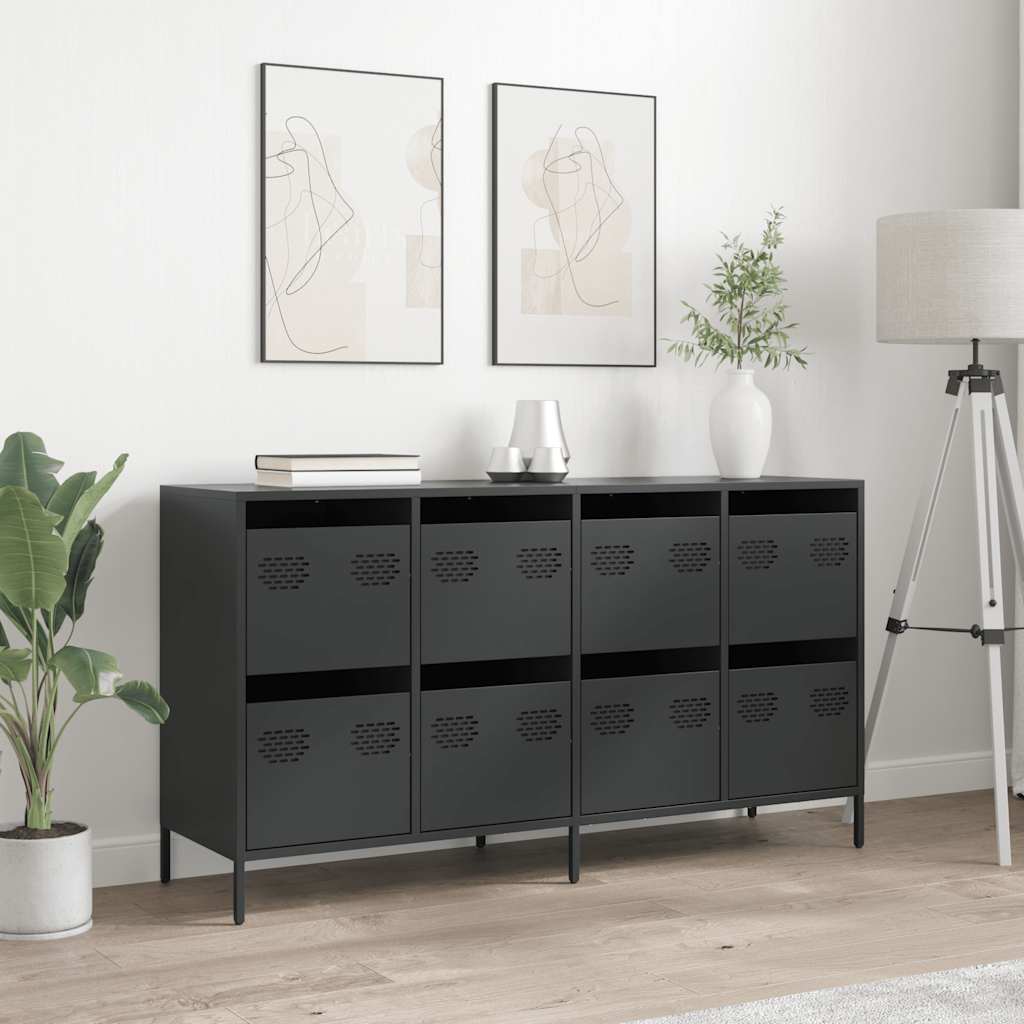 Skænk Sort 135x39x73,5 cm Koldvalset stål
