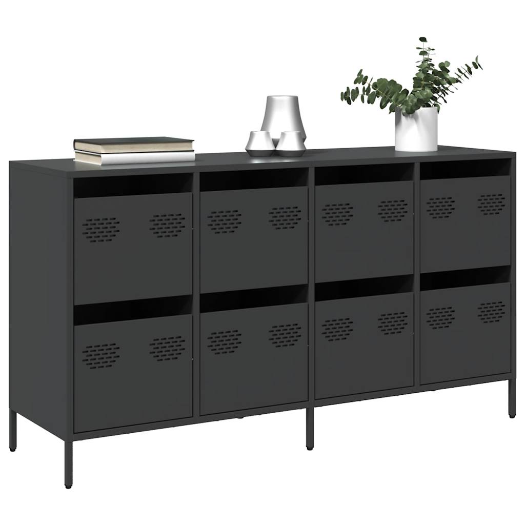Skænk Sort 135x39x73,5 cm Koldvalset stål