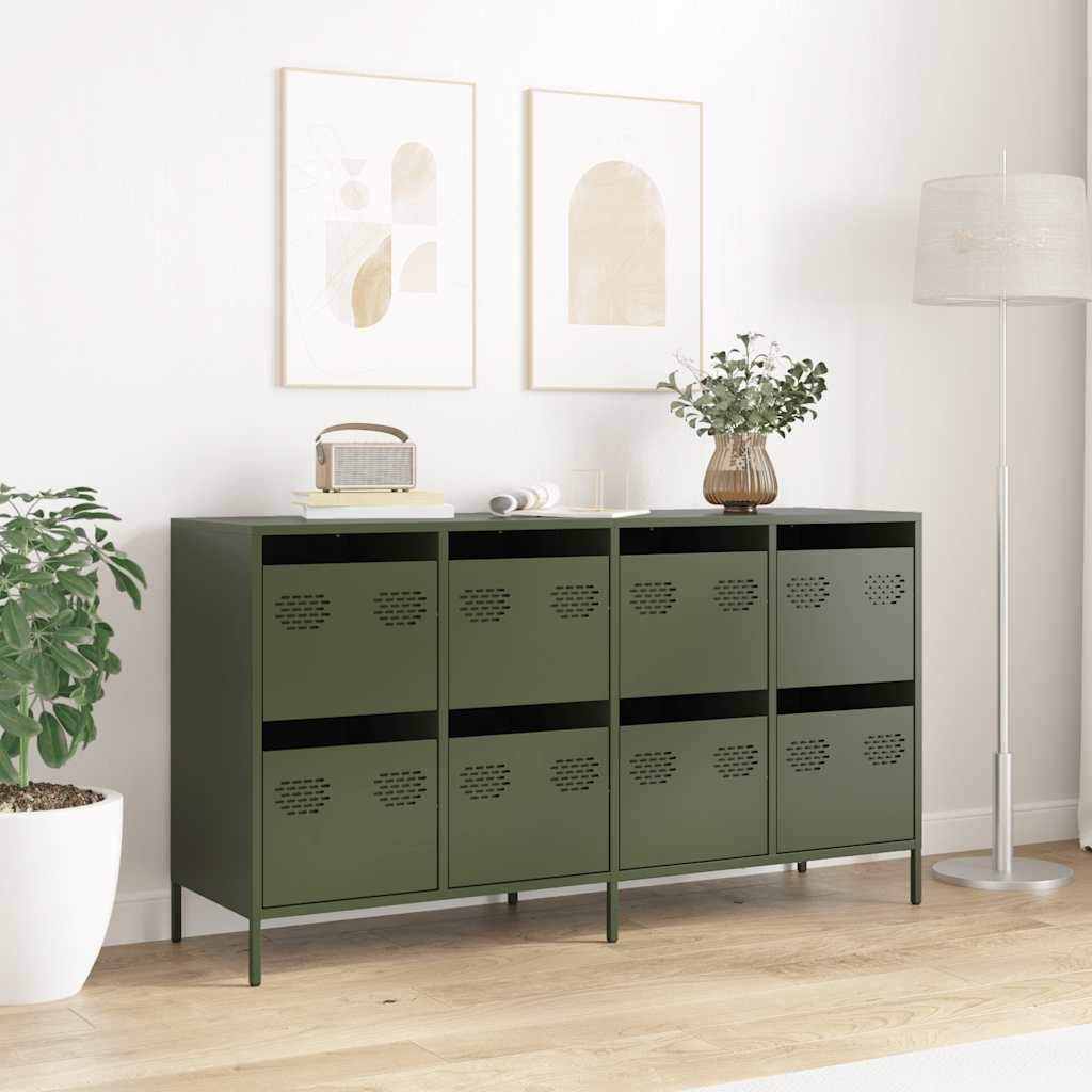 Skænk Olivengrøn 135x39x73,5 cm Koldvalset stål