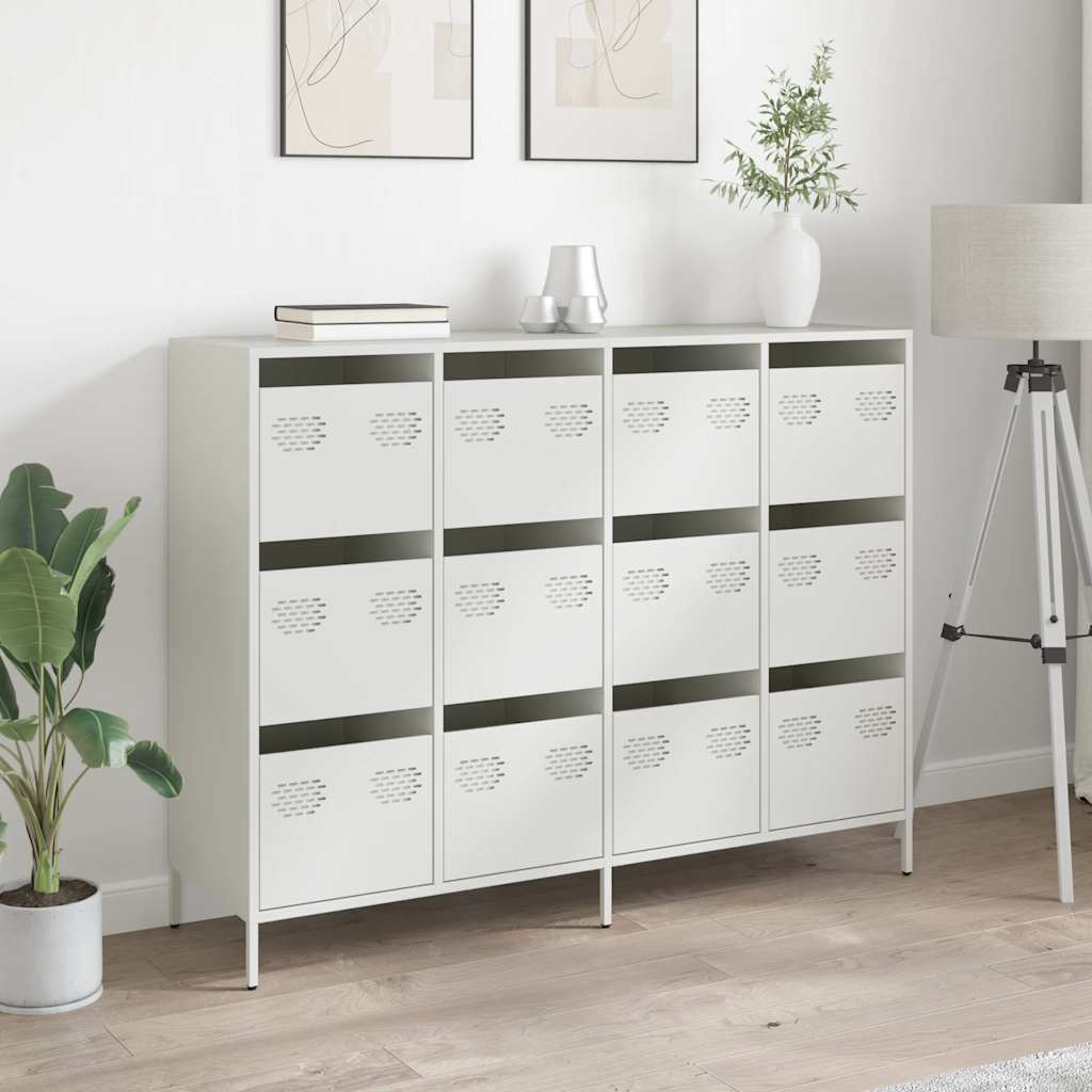 Skænk Hvid 135x39x103,5 cm Koldvalset stål