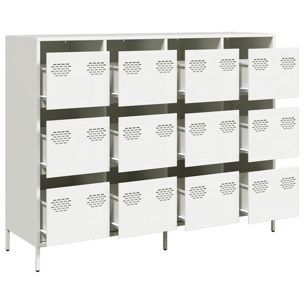 Skænk Hvid 135x39x103,5 cm Koldvalset stål