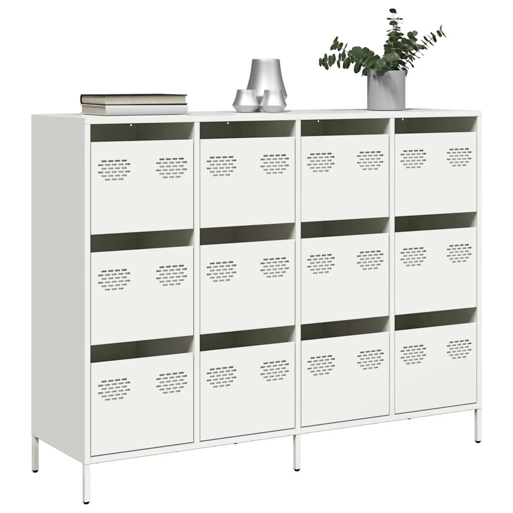 Skænk Hvid 135x39x103,5 cm Koldvalset stål