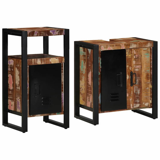 Badezimmermöbel Set mit Regal 2 pcs Braun Massives Altholz