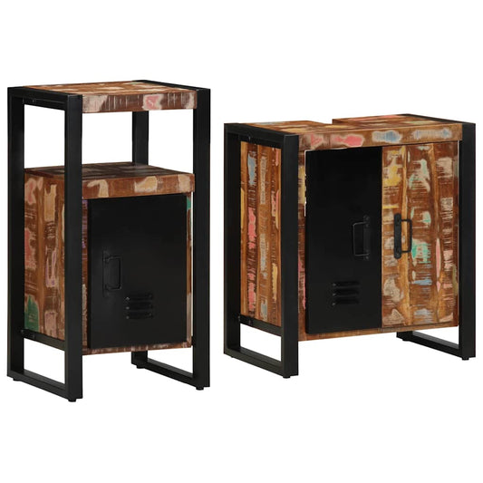 Badezimmermöbel Set mit Regal 2 pcs Braun Massives Altholz