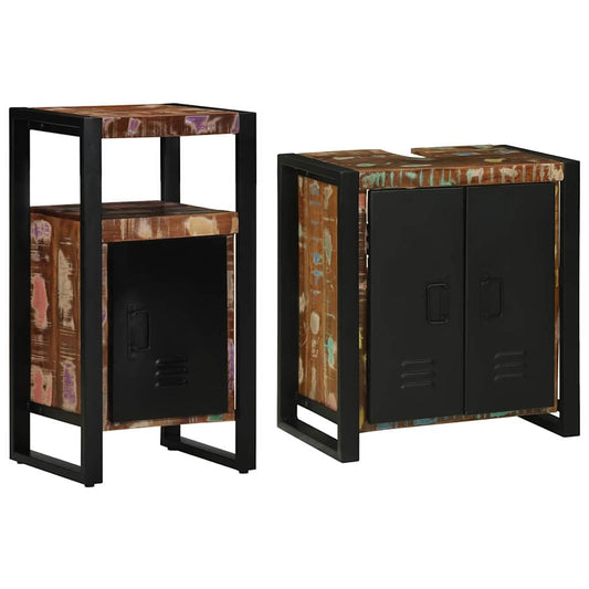 Badezimmermöbel Set mit Regal 2 pcs Braun Massives Altholz