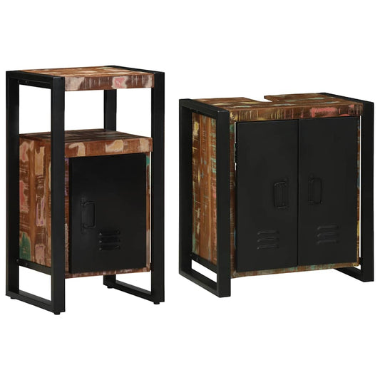 Badezimmermöbel Set mit Regal 2 pcs Braun Massives Altholz