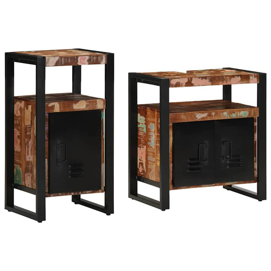 Badezimmermöbel Set mit Speicher 2 pcs Braun Massives Altholz
