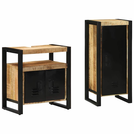 Badezimmermöbel Set mit Regal 2 pcs Braun Massivholz Mango