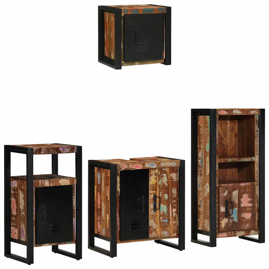 Badezimmermöbel Set mit Regal 4 pcs Mehrfarbig Massives Altholz
