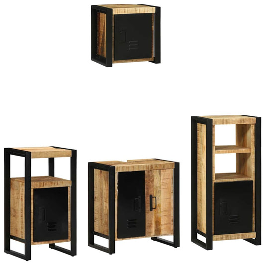 Badezimmermöbel Set mit Regal 4 pcs Braun Massivholz Mango