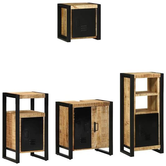 Badezimmermöbel Set mit Regal 4 pcs Braun Massivholz Mango