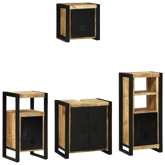 Badezimmermöbel Set mit Regal 4 pcs Braun Massivholz Mango