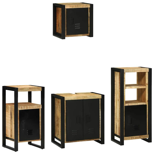 Badezimmermöbel Set mit Regal 4 pcs Braun Massivholz Mango