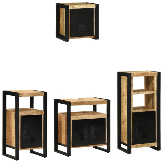 Badezimmermöbel Set mit Regal 4 pcs Braun Massivholz Mango