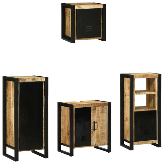 Badezimmermöbel Set mit Regal 4 pcs Braun Massivholz Mango