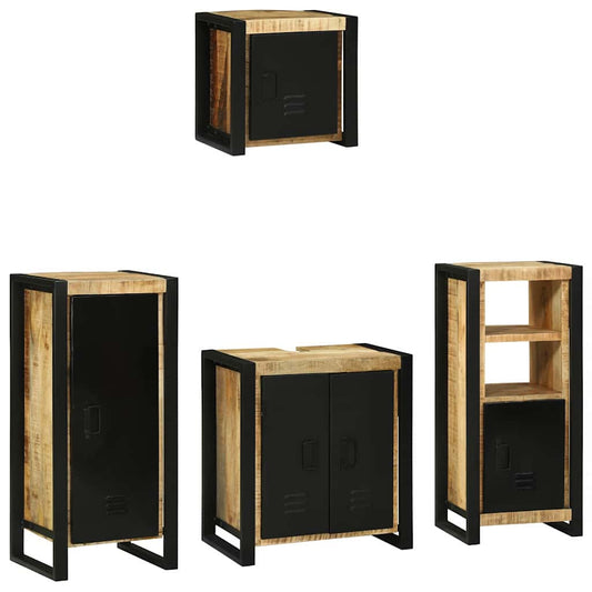 Badezimmermöbel Set mit Regal 4 pcs Braun Massivholz Mango