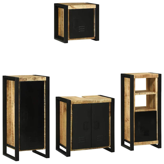 Badezimmermöbel Set mit Regal 4 pcs Braun Massivholz Mango