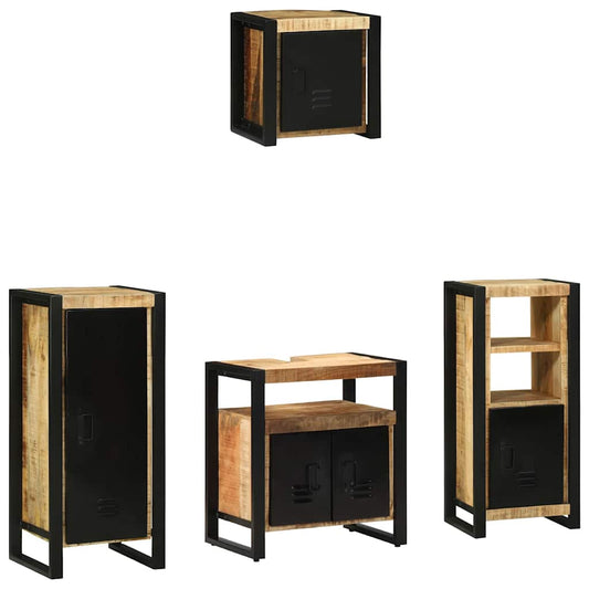 Badezimmermöbel Set mit Regal 4 pcs Braun Massivholz Mango