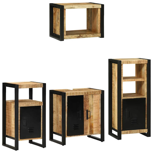 Badezimmermöbel Set mit Regal 4 pcs Braun Massivholz Mango