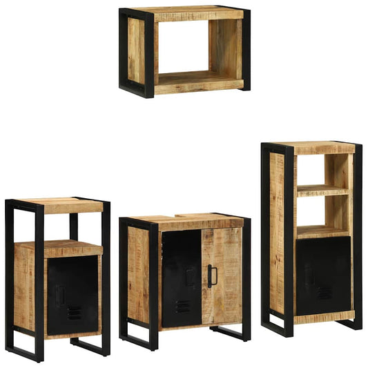 Badezimmermöbel Set mit Regal 4 pcs Braun Massivholz Mango