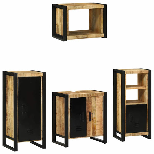 Badezimmermöbel Set mit Regal 4 pcs Braun Massivholz Mango