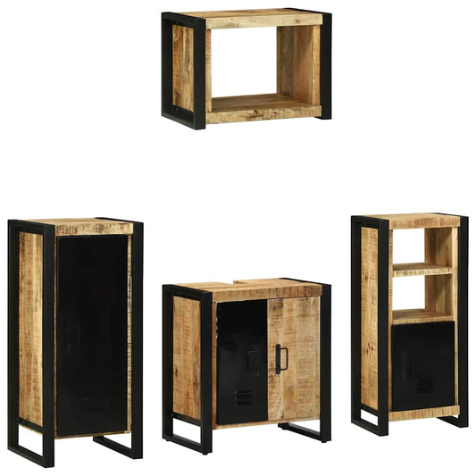 Badezimmermöbel Set mit Regal 4 pcs Braun Massivholz Mango