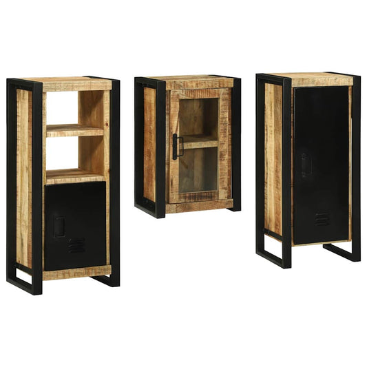 Badezimmermöbel Set Wandmontiert 3 pcs Braun Massivholz Mango