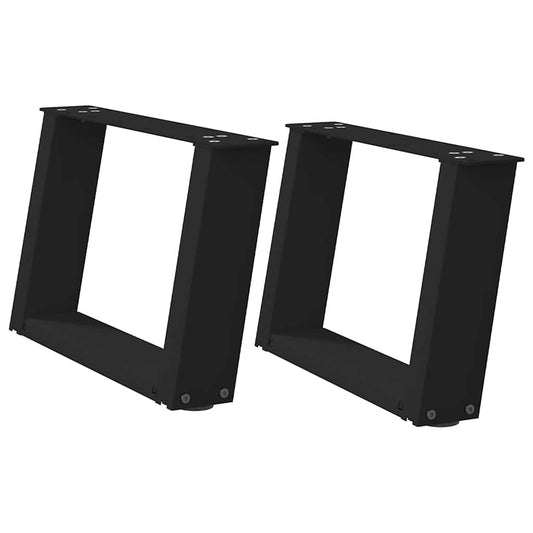 Couchtischbeine U-Form 2 Stk. Schwarz 50x(30-31) cm Stahl