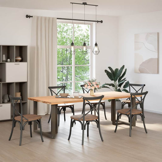 Esstischbeine T-Form 2 Stk. Naturstahl 80x35x(72-73) cm Stahl