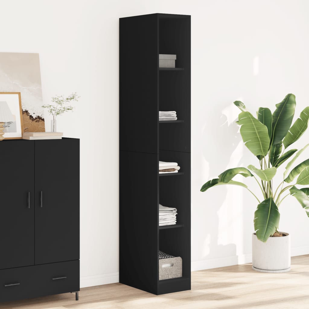 Garderobe Sort 30x50x200 cm Træ Materiale