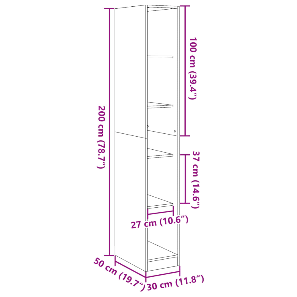 Garderobe Beton Grå 30x50x200 cm Træmateriale