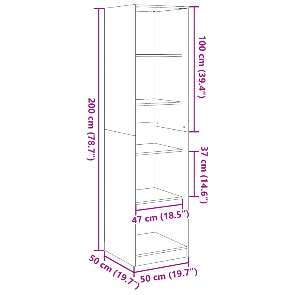 Garderobeskab Sonoma Eg 50x50x200 cm Træmateriale