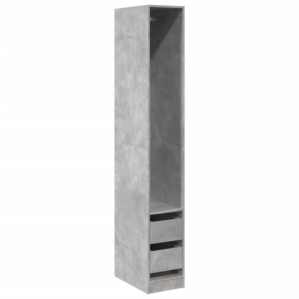Garderobe Beton Grå 30x50x200 cm Træmateriale