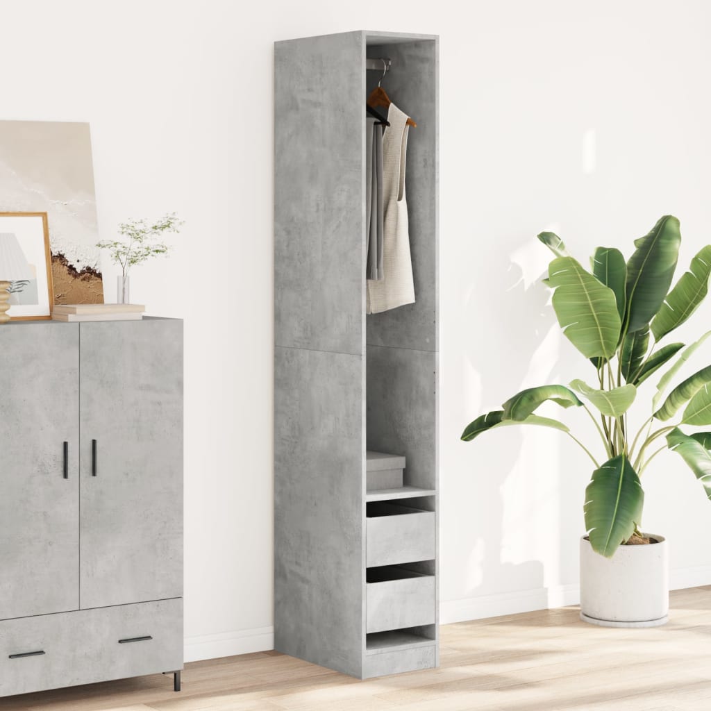 Garderobe Beton Grå 30x50x200 cm Træmateriale