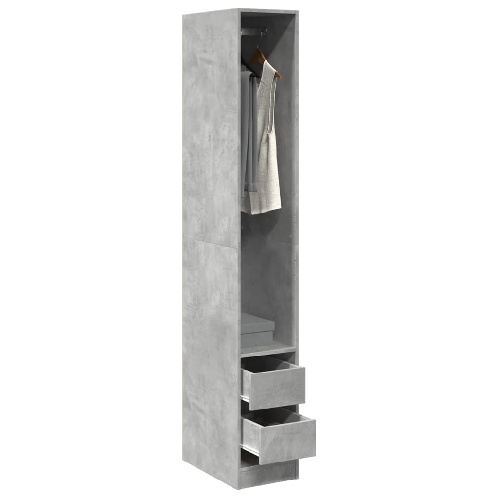 Garderobe Beton Grå 30x50x200 cm Træmateriale