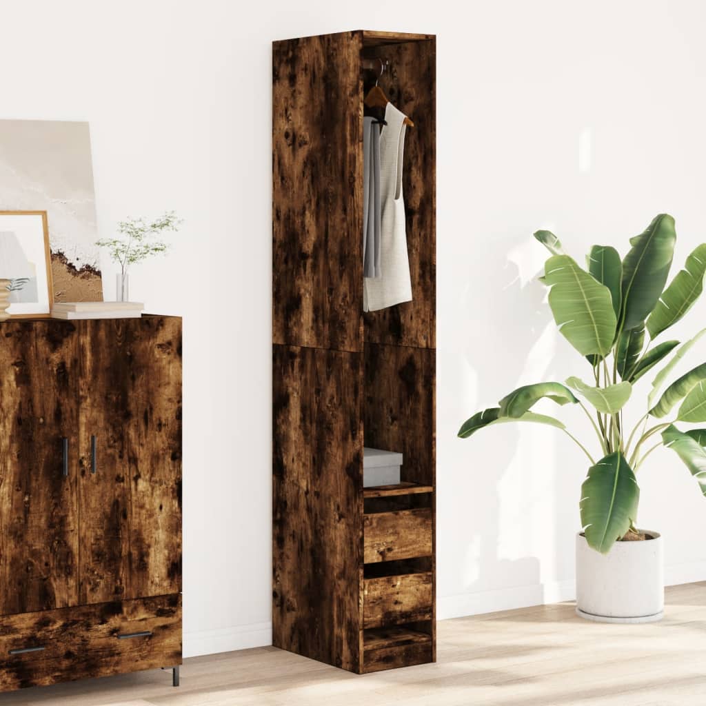Garderobe røget eg 30x50x200 cm træmateriale