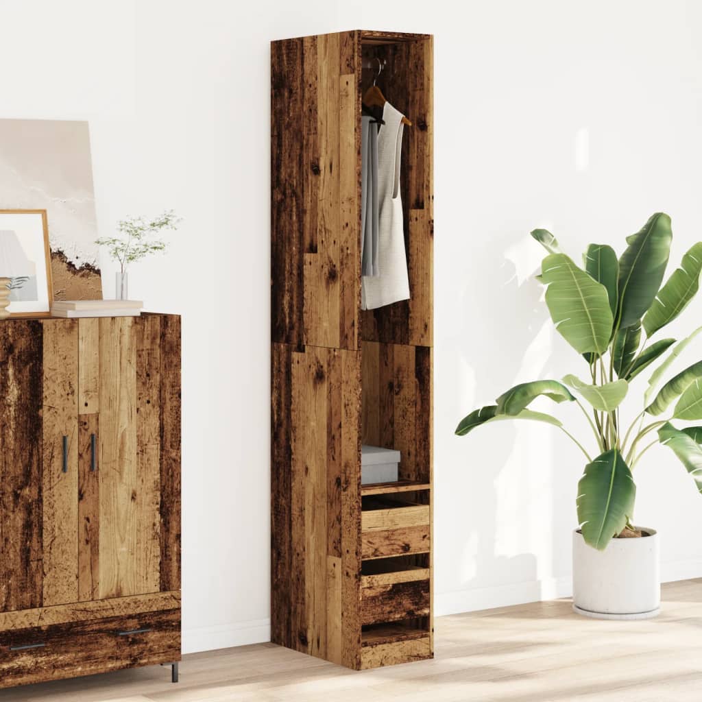 Garderobe gammelt træ look 30x50x200 cm træmateriale