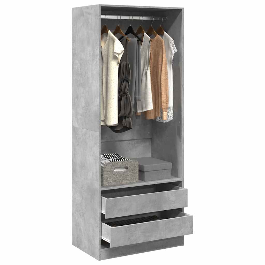 Garderobe Beton Grå 80x50x200 cm Træmateriale