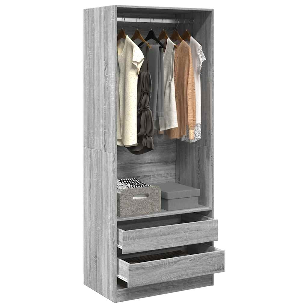 Garderobe Grå Sonoma 80x50x200 cm Træmateriale