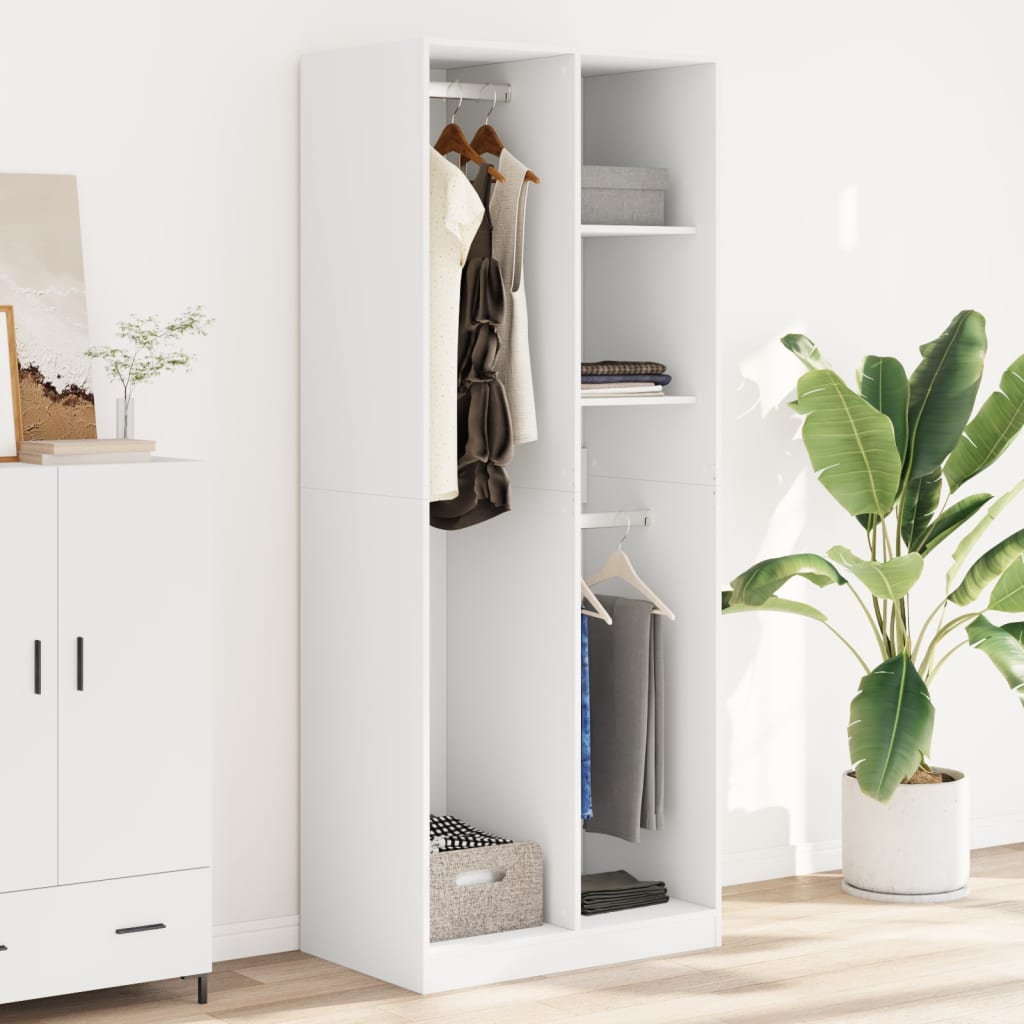 Garderobe Hvid 80x50x200 cm Træ Materiale