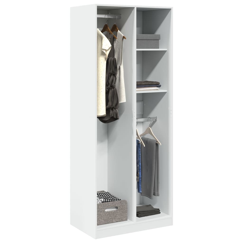 Garderobe Hvid 80x50x200 cm Træ Materiale