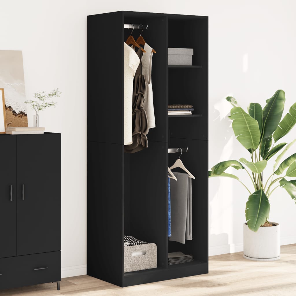 Garderobe Sort 80x50x200 cm Træ Materiale
