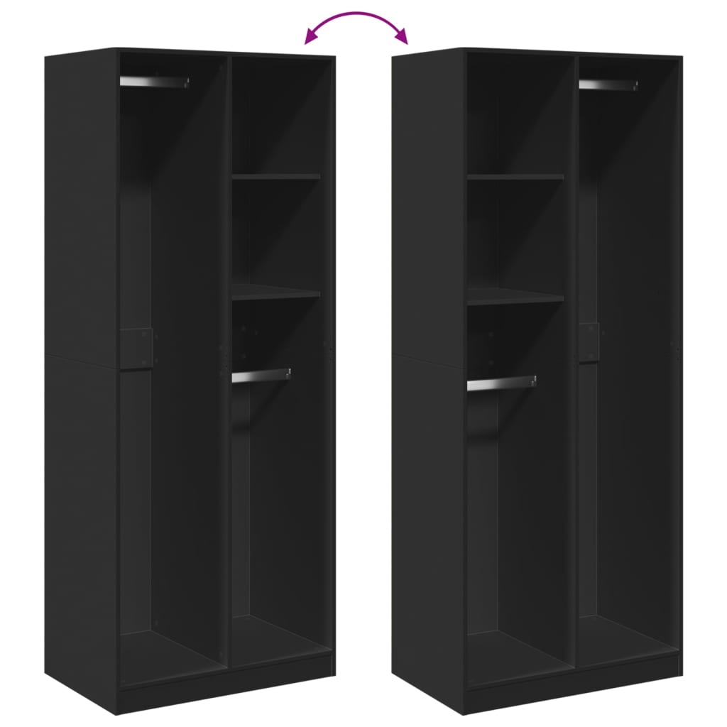 Garderobe Sort 80x50x200 cm Træ Materiale