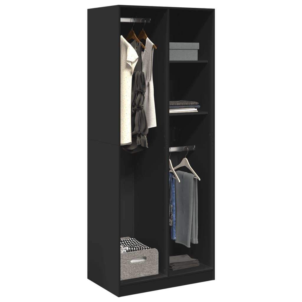 Garderobe Sort 80x50x200 cm Træ Materiale