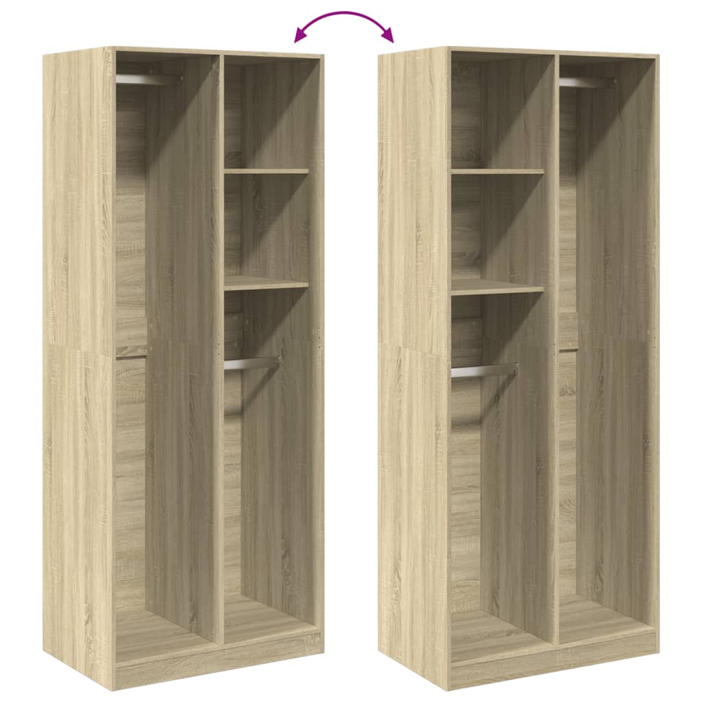Garderobeskab Sonoma Eg 80x50x200 cm Træmateriale