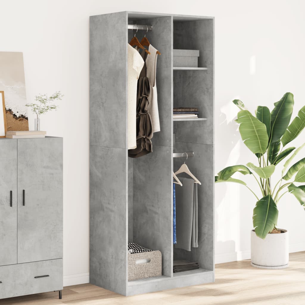 Garderobe Beton Grå 80x50x200 cm Træmateriale